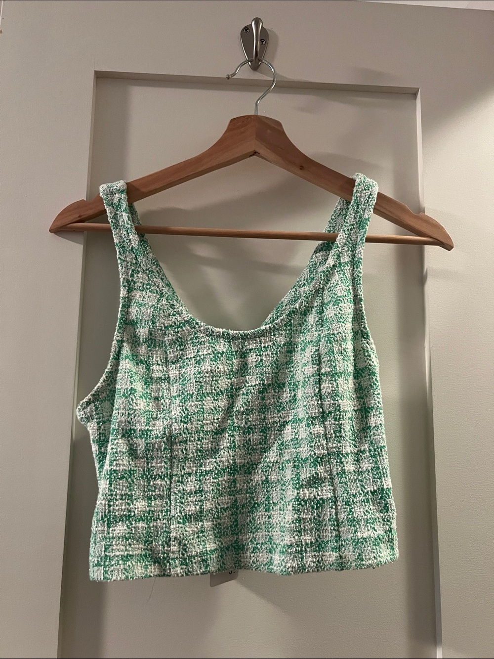 NWT Current Air Green and White Tweed Crop Tank